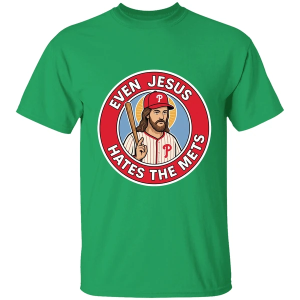 Philadelphia Phillies Even Jesus Hates The Mets Logo Shirt - Image 2