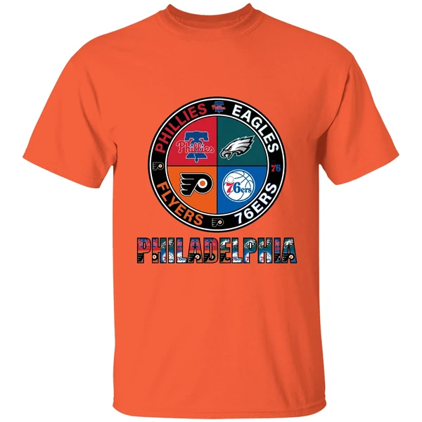 Philadelphia Sport Teams Phillies Eagles 76ers And Flyers Circle Shirt - Image 6