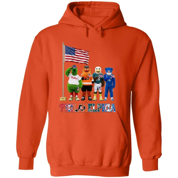 Philadelphia Sports Team Mascots Patriotic Salute Hoodie - Image 6