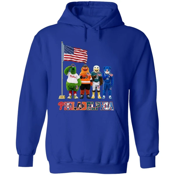Philadelphia Sports Team Mascots Patriotic Salute Hoodie - Image 7