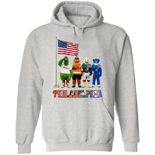 Philadelphia Sports Team Mascots Patriotic Salute Hoodie - Image 9