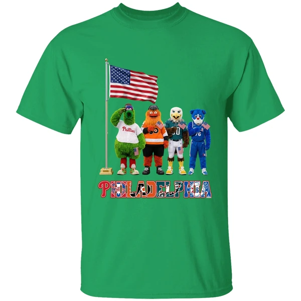 Philadelphia Sports Team Mascots Patriotic Salute Shirt - Image 2