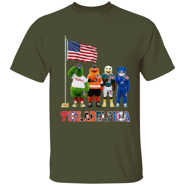 Philadelphia Sports Team Mascots Patriotic Salute Shirt - Image 4