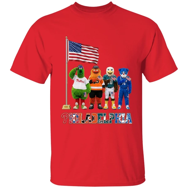 Philadelphia Sports Team Mascots Patriotic Salute Shirt - Image 7