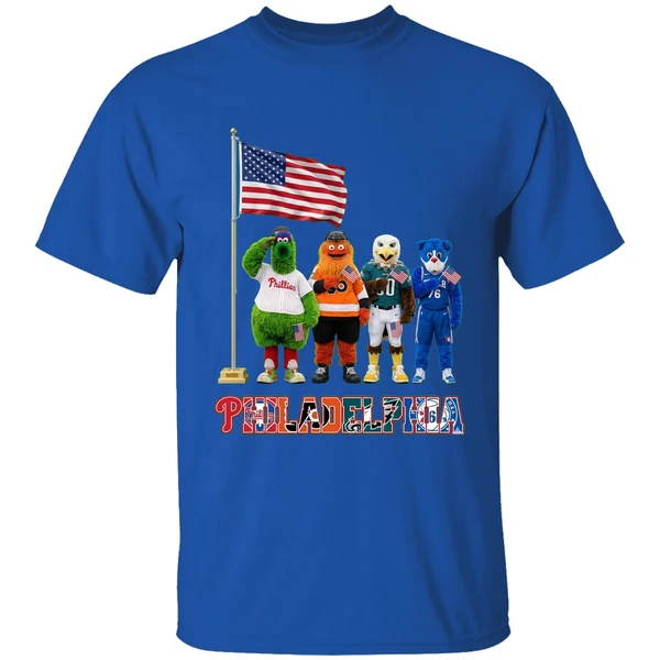 Philadelphia Sports Team Mascots Patriotic Salute Shirt - Image 8