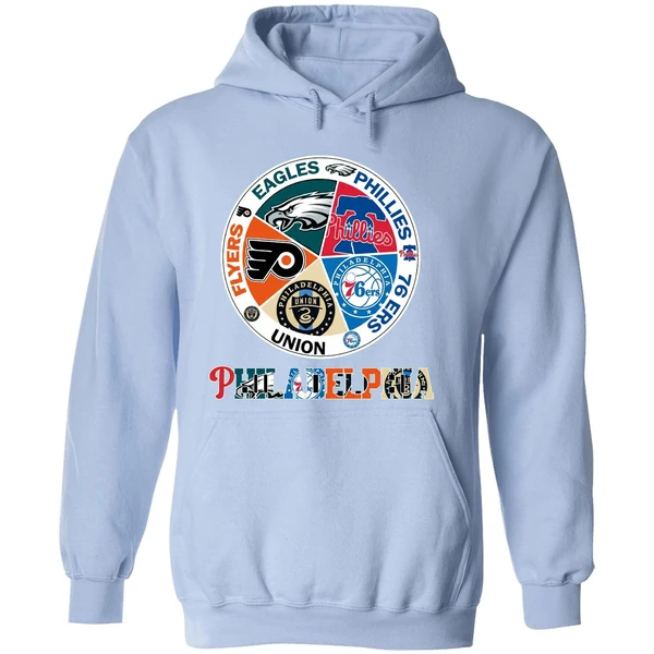 Philadelphia Teams Flyers Eagles Phillies 76 Ers Union Hoodie - Image 4