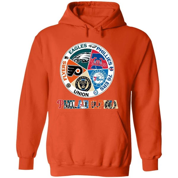 Philadelphia Teams Flyers Eagles Phillies 76 Ers Union Hoodie - Image 6