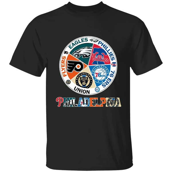 Philadelphia Teams Flyers Eagles Phillies 76 Ers Union Shirt - Image 7