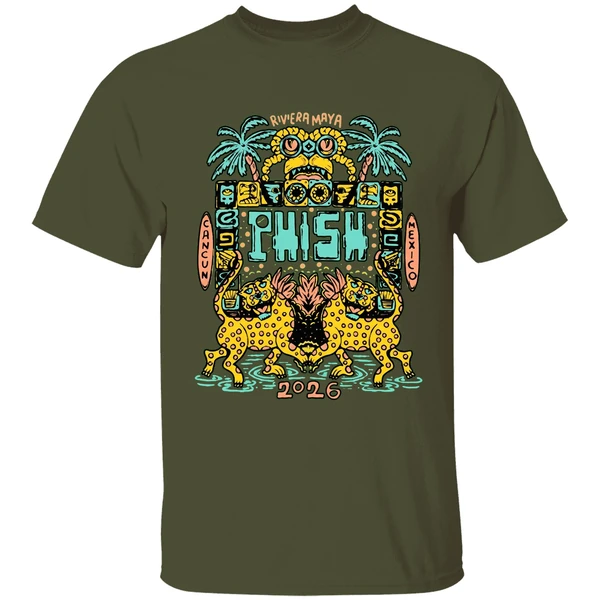 phish riviera jan 28 31 2026 jaguar gates shirt militarygreen