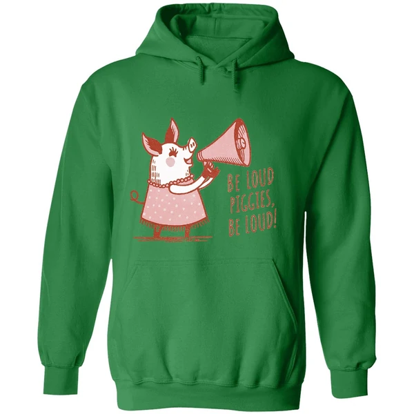Pig With Megaphone Cute Pink Don't Be Quiet Piggy Be Loud Piggies Hoodie - Image 2