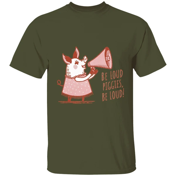 Pig With Megaphone Cute Pink Don't Be Quiet Piggy Be Loud Piggies Shirt - Image 3