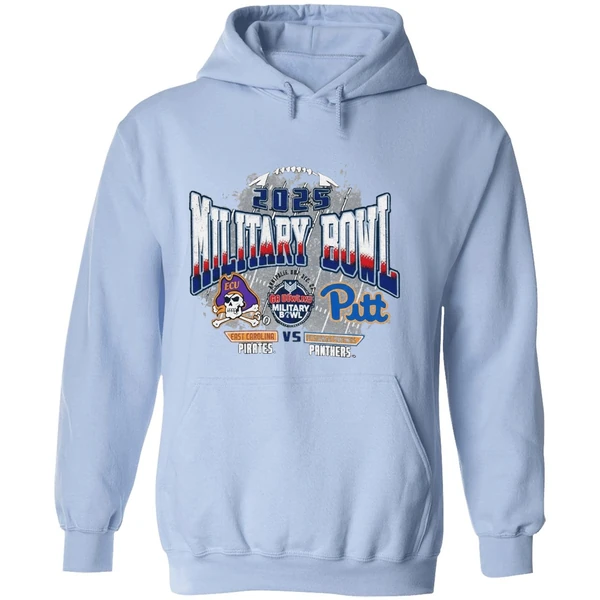 Pittsburgh Panthers Vs East Carolina Pirates 2025 Military Bowl Dueling Helmets Hoodie - Image 4