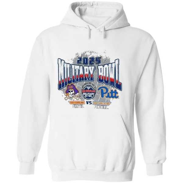 Pittsburgh Panthers Vs East Carolina Pirates 2025 Military Bowl Dueling Helmets Hoodie - Image 8