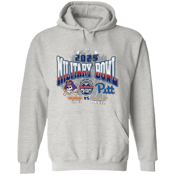 Pittsburgh Panthers Vs East Carolina Pirates 2025 Military Bowl Dueling Helmets Hoodie - Image 9