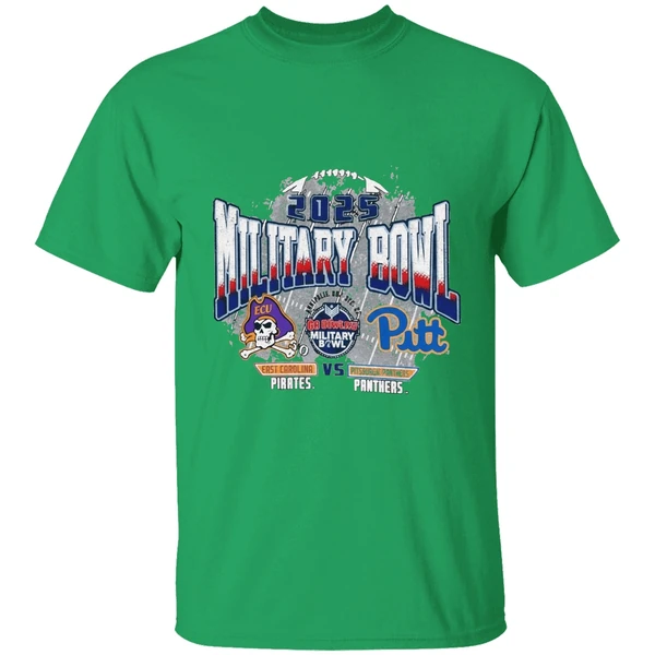 Pittsburgh Panthers Vs East Carolina Pirates 2025 Military Bowl Dueling Helmets Shirt - Image 2