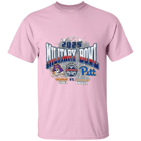 Pittsburgh Panthers Vs East Carolina Pirates 2025 Military Bowl Dueling Helmets Shirt - Image 3