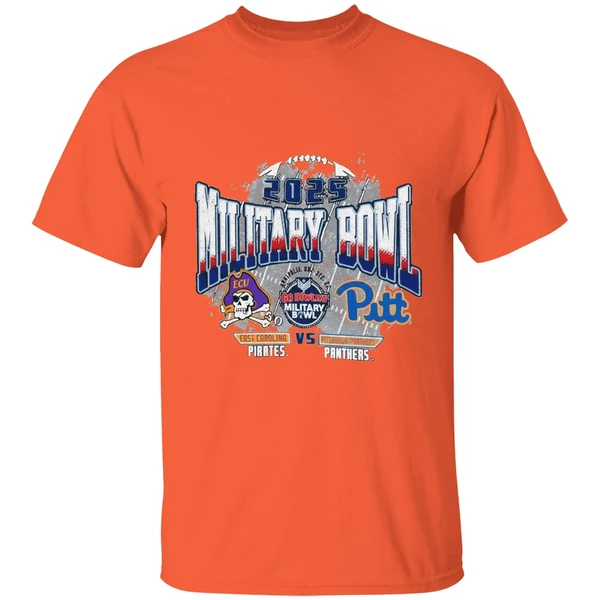 Pittsburgh Panthers Vs East Carolina Pirates 2025 Military Bowl Dueling Helmets Shirt - Image 6