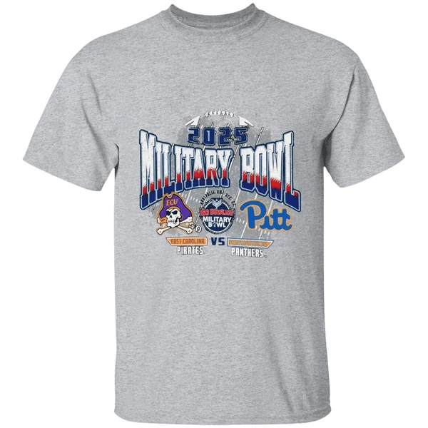 Pittsburgh Panthers Vs East Carolina Pirates 2025 Military Bowl Dueling Helmets Shirt - Image 9