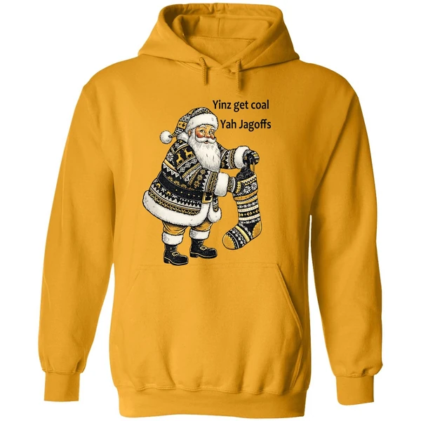 Pittsburgh Santa With Stocking Full Of Coal Yinz Get Coal Yah Jagoffs Christmas Hoodie