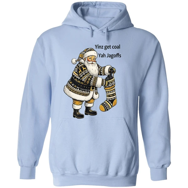 Pittsburgh Santa With Stocking Full Of Coal Yinz Get Coal Yah Jagoffs Christmas Hoodie - Image 4