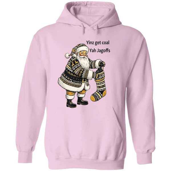 Pittsburgh Santa With Stocking Full Of Coal Yinz Get Coal Yah Jagoffs Christmas Hoodie - Image 5