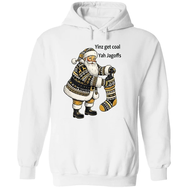Pittsburgh Santa With Stocking Full Of Coal Yinz Get Coal Yah Jagoffs Christmas Hoodie - Image 8