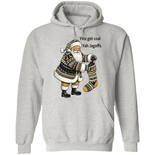 Pittsburgh Santa With Stocking Full Of Coal Yinz Get Coal Yah Jagoffs Christmas Hoodie - Image 9