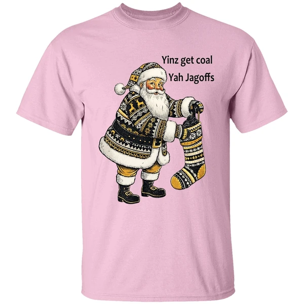 Pittsburgh Santa With Stocking Full Of Coal Yinz Get Coal Yah Jagoffs Christmas Shirt - Image 2