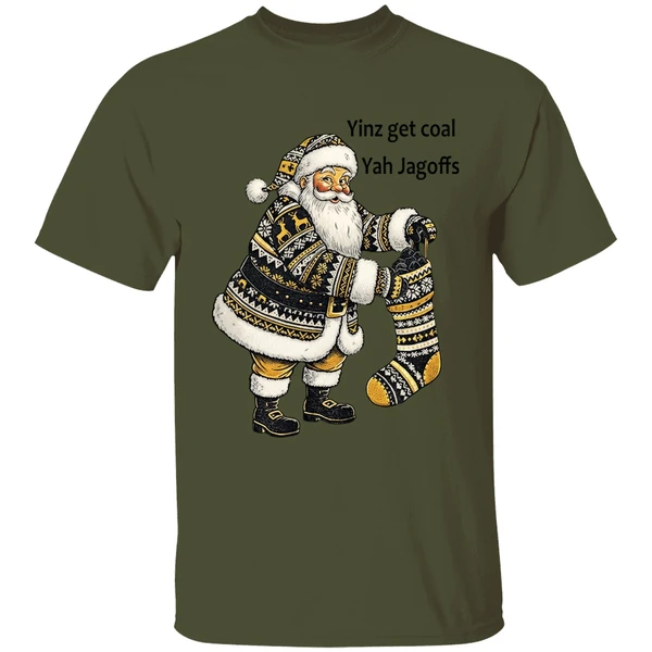 Pittsburgh Santa With Stocking Full Of Coal Yinz Get Coal Yah Jagoffs Christmas Shirt - Image 9