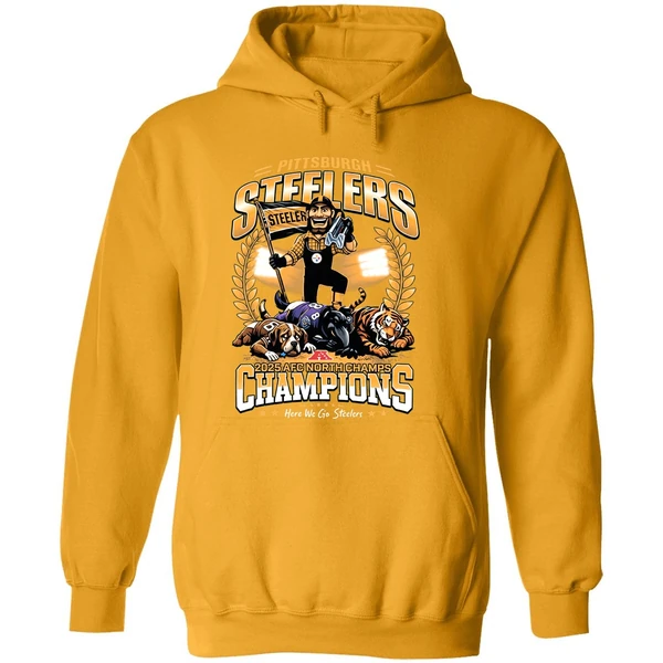 Pittsburgh Steelers 2025 Afc North Champions Mascot Hoodie