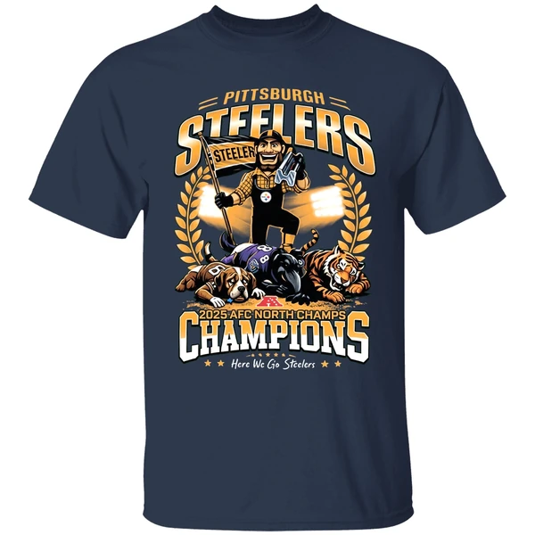 pittsburgh steelers 2025 afc north champions mascot shirt navy