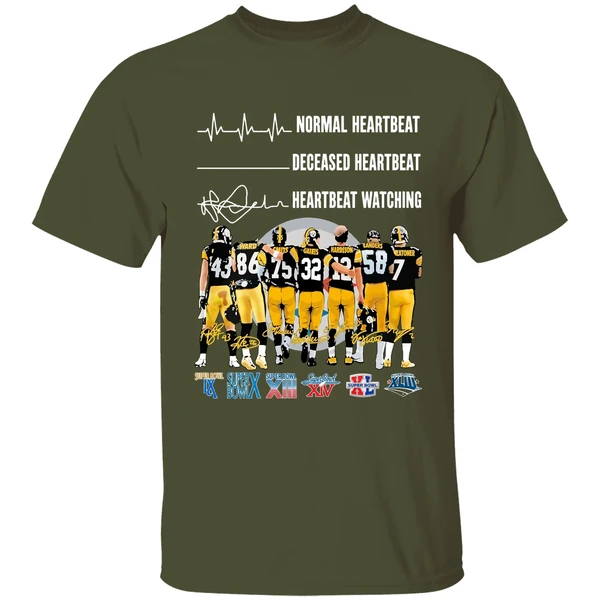 pittsburgh steelers normal heartbeat deceased heartbeat heartbeat watching shirt militarygreen