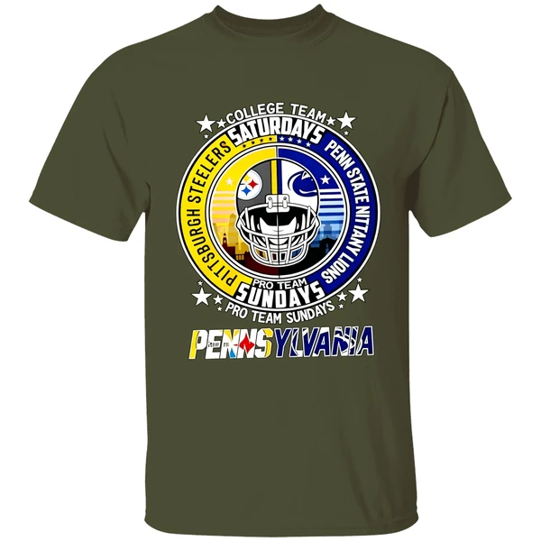 pittsburgh steelers penn state nittany lions college team pro team weekends shirt militarygreen