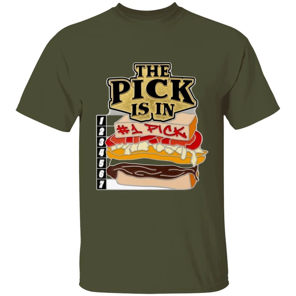 pittsburgh steelers souvenir 2026 nfl draft sandwhich the pick is in shirt militarygreen