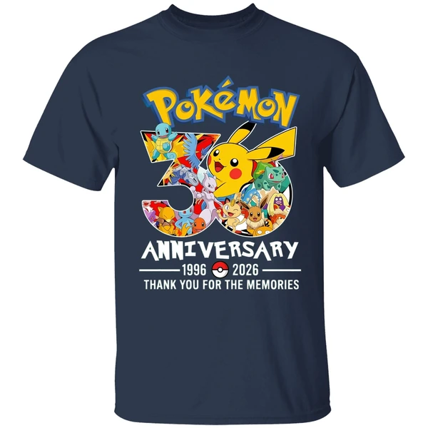 pokemon 30th anniversary 1996 2026 thank you for the memories shirt navy