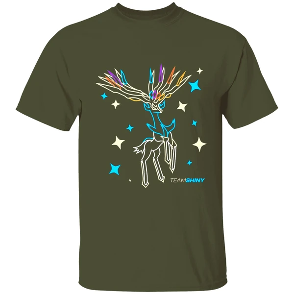 pokemon number 716 xerneas team shiny shirt militarygreen
