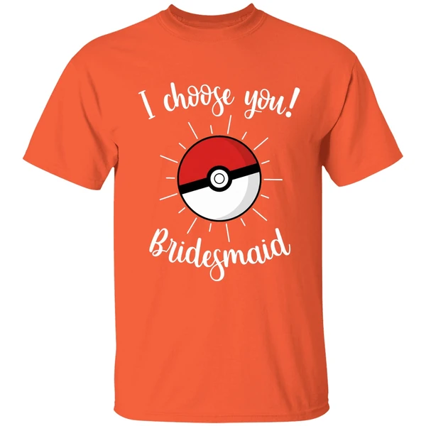pokemon wedding matching bridal party shirt orange