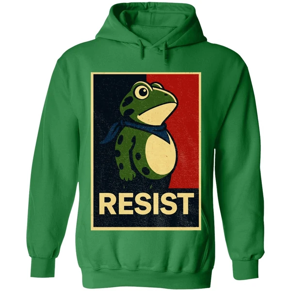 Portland Frog Resist Anti Fascism Political Graphic Hoodie - Image 2