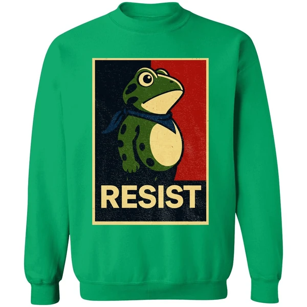 Portland Frog Resist Anti Fascism Political Graphic Sweatshirt - Image 3