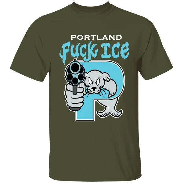 portland fuck ice from portland to chicago shirt militarygreen