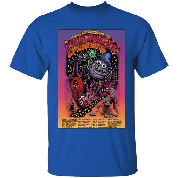 psychedelic porn crumpets tour 2025 poster shirt royalblue
