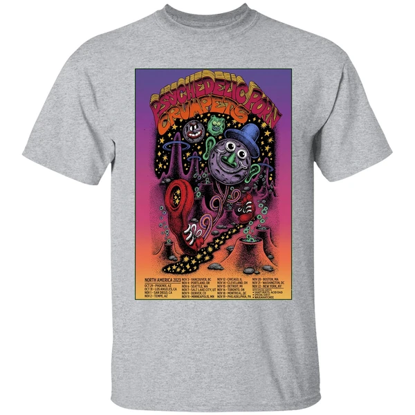 psychedelic porn crumpets tour 2025 poster shirt sportgrey