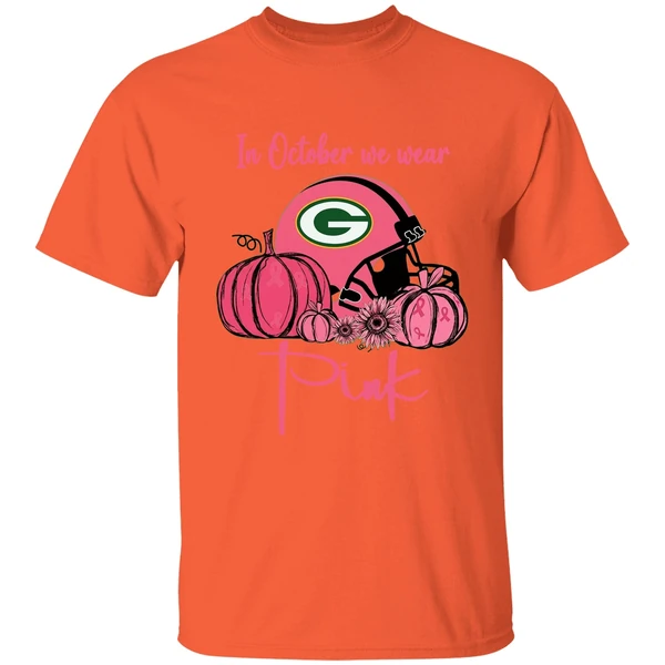 Pumpkin Green Bay Packers In October We Wear Pink Breast Cancer Awareness Shirt - Image 6