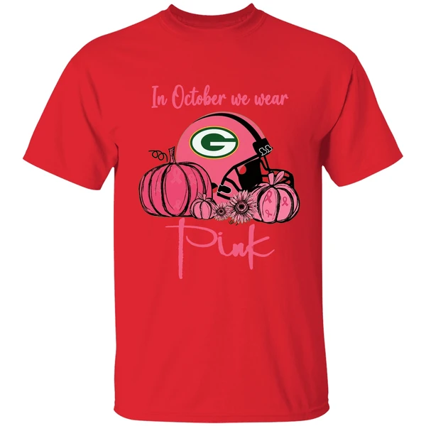 Pumpkin Green Bay Packers In October We Wear Pink Breast Cancer Awareness Shirt - Image 7