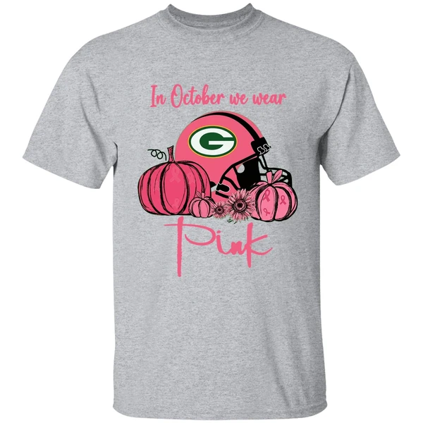 Pumpkin Green Bay Packers In October We Wear Pink Breast Cancer Awareness Shirt - Image 9