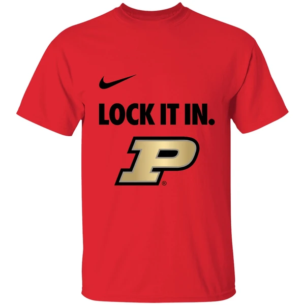 purdue boilermakers lock it in logo shirt red