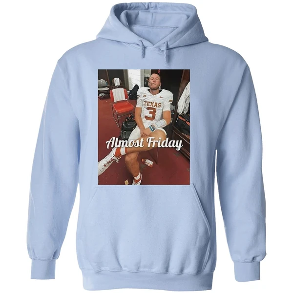 Quinn Ewers Smoking Cigars In The Room Texas Longhorns Almost Friday Hoodie - Image 4