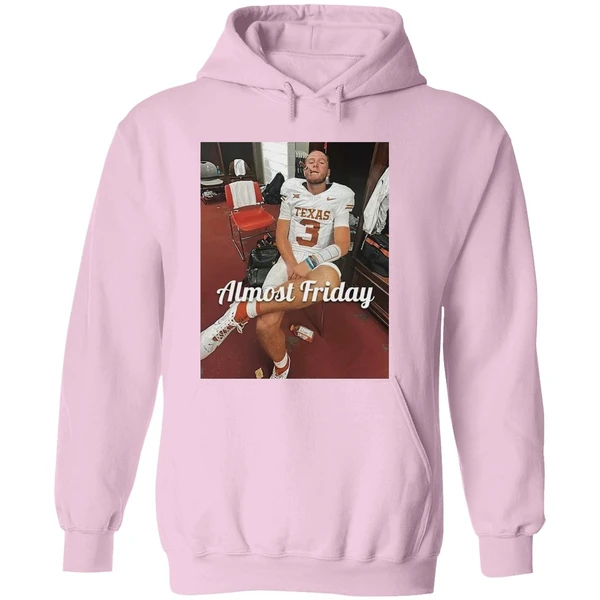 Quinn Ewers Smoking Cigars In The Room Texas Longhorns Almost Friday Hoodie - Image 5