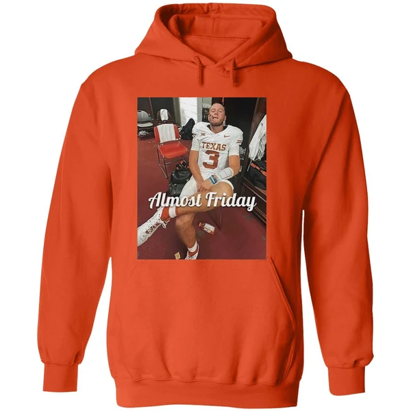Quinn Ewers Smoking Cigars In The Room Texas Longhorns Almost Friday Hoodie - Image 6