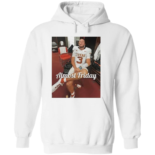 Quinn Ewers Smoking Cigars In The Room Texas Longhorns Almost Friday Hoodie - Image 8